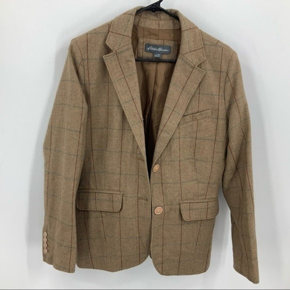 Eddie Bauer wool blend herringbone check double button lined blazer jack… - Picture 9 of 16